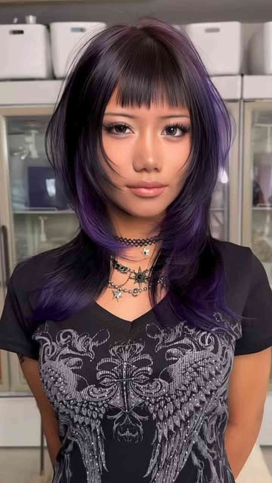 Shoulder Length Layered Cut With Face Framing Bangs — Trendy Cutting Bangs