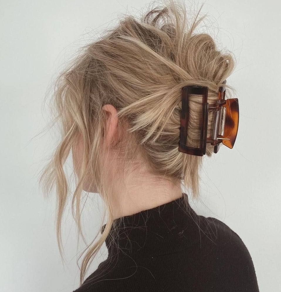 Ash Blonde Messy Bun With Loose Tendrils Ash Blonde Messy Bun With Loose Tendrils — Trendy Dirty Hair Hairstyles