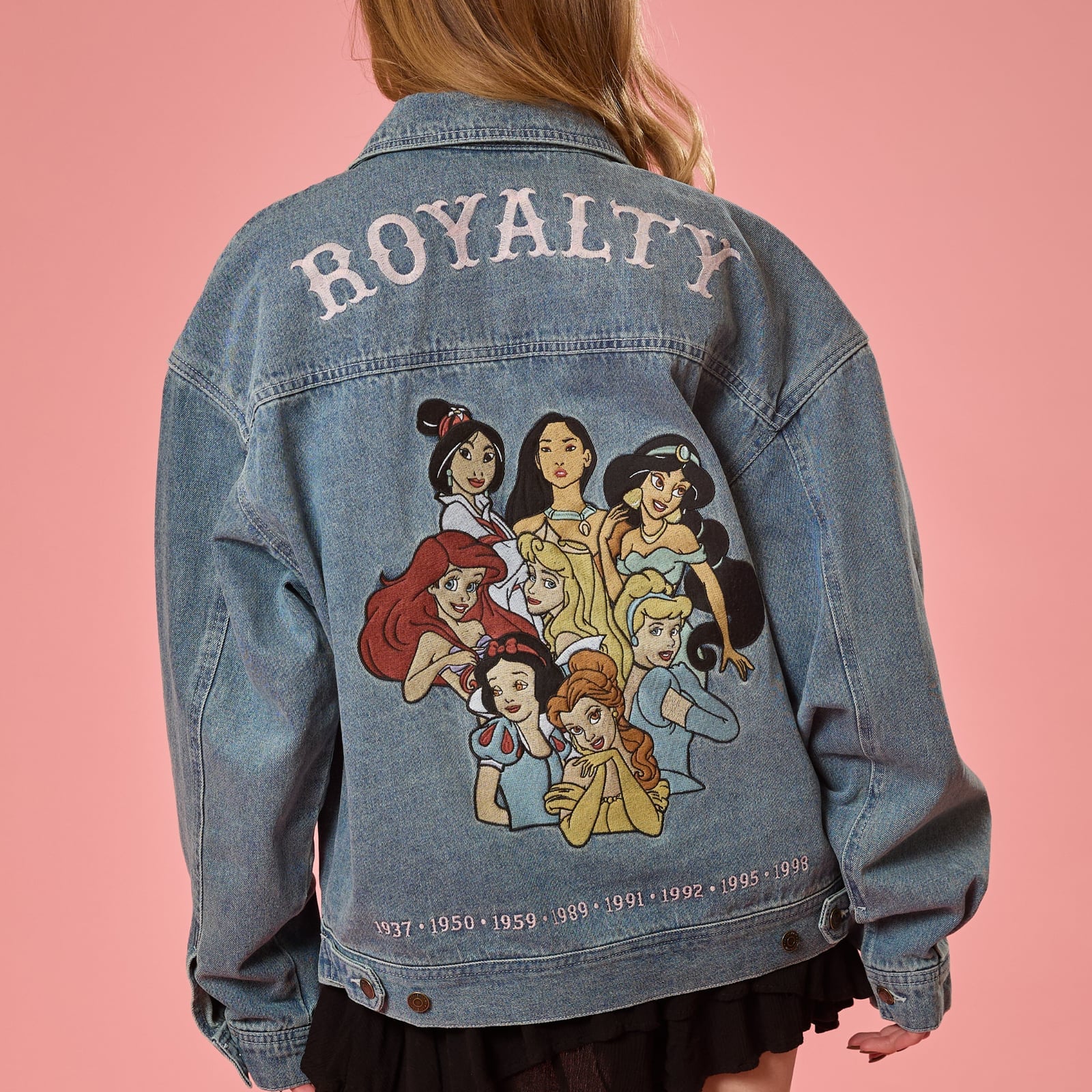 Oversized Denim Jacket with Disney Princess Graphic — Trendy Disney Outfits