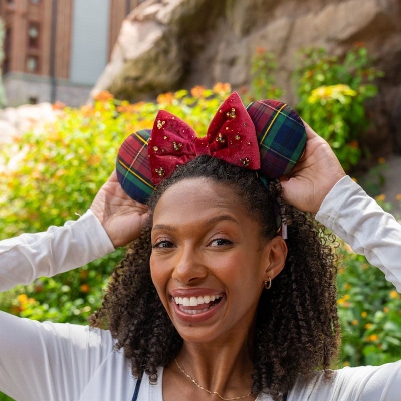 Plaid Mickey Mouse Ears with Velvet Bow — Trendy Disney Outfits