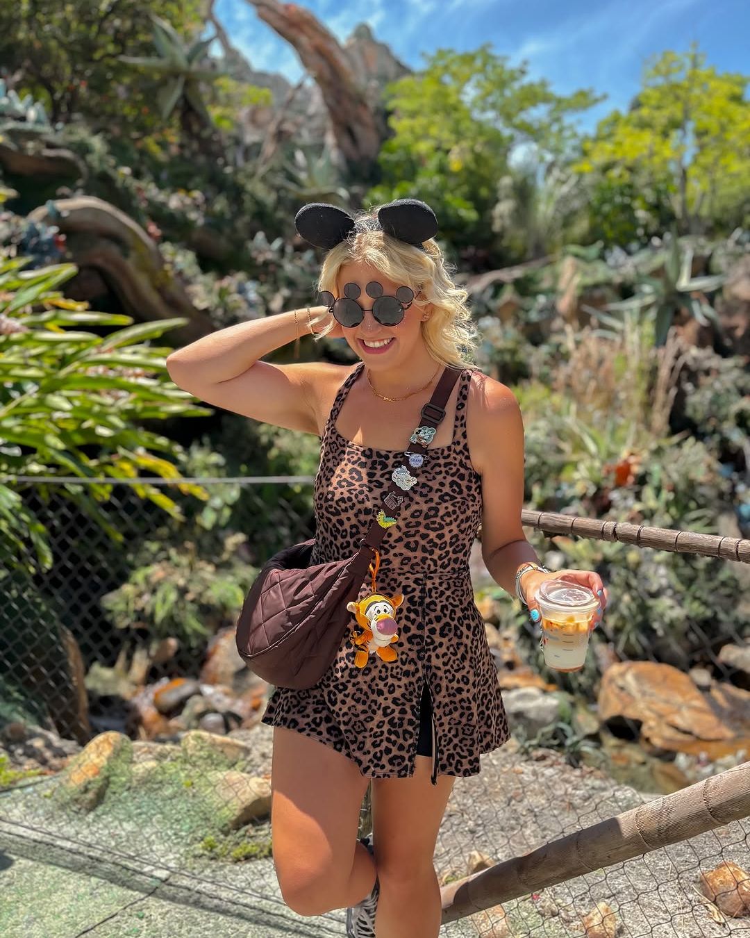 Leopard Print Swimsuit with Black Shorts — Trendy Disney Outfits