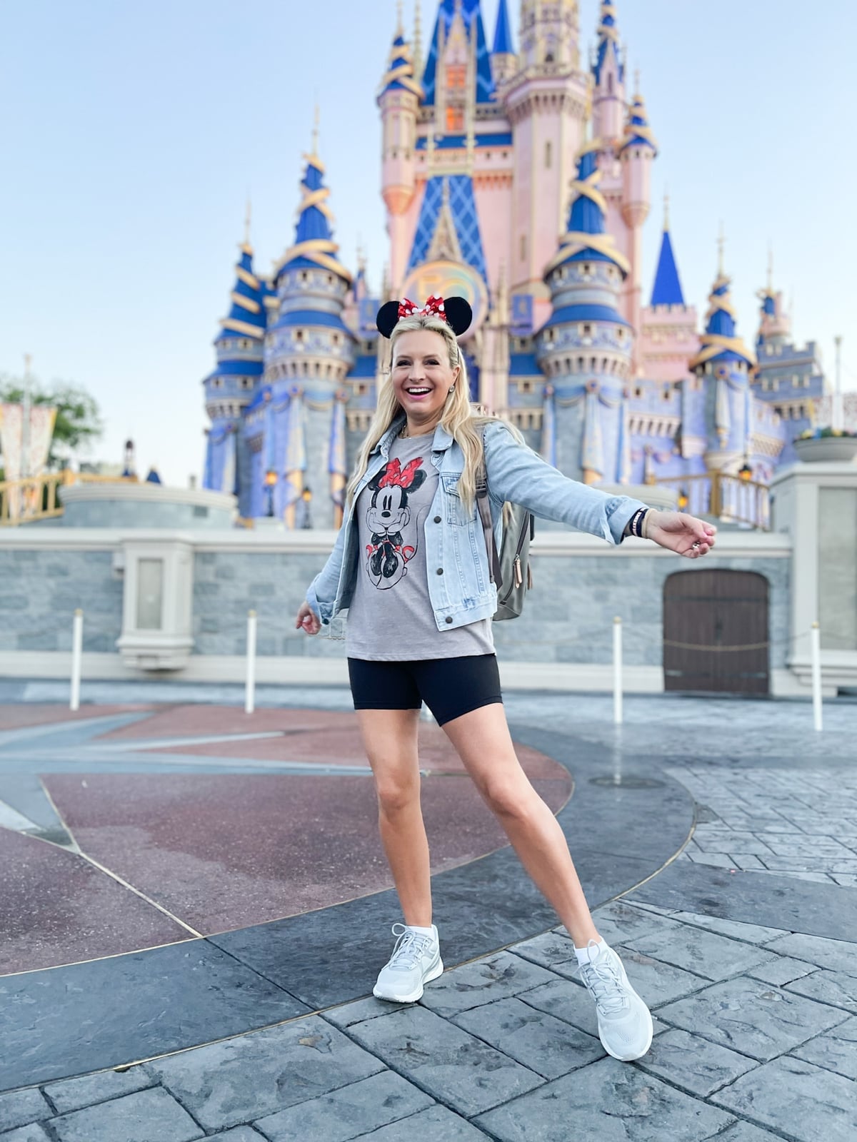 Minnie Mouse Graphic Tee with Denim Jacket — Trendy Disney Outfits