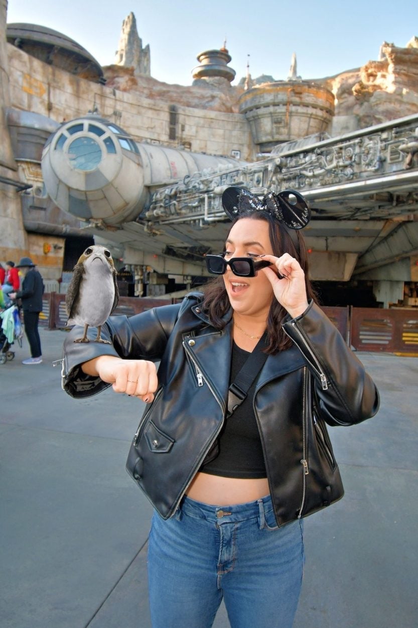 Black Leather Moto Jacket with Blue Jeans — Trendy Disney Outfits