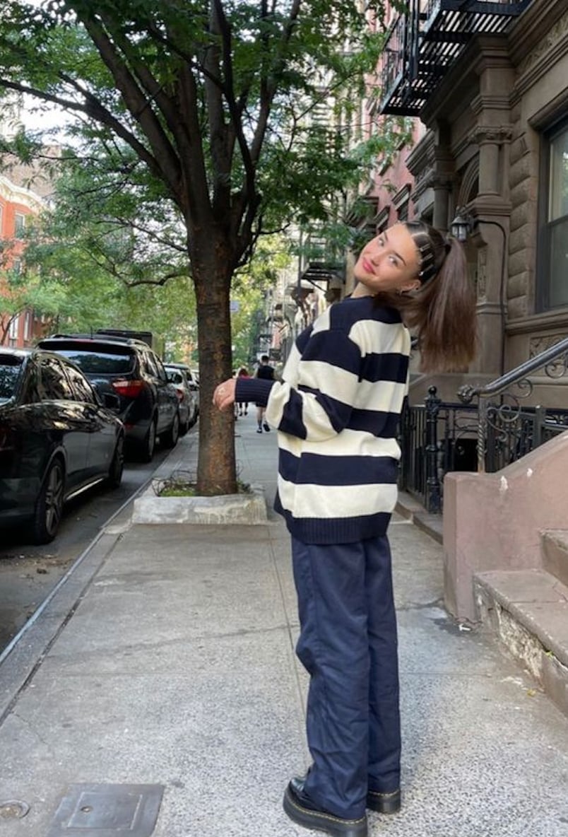 Striped Sweater with Wide-Leg Corduroy Pants Striped Sweater with Wide-Leg Corduroy Pants — Trendy Downtown Girl Outfits