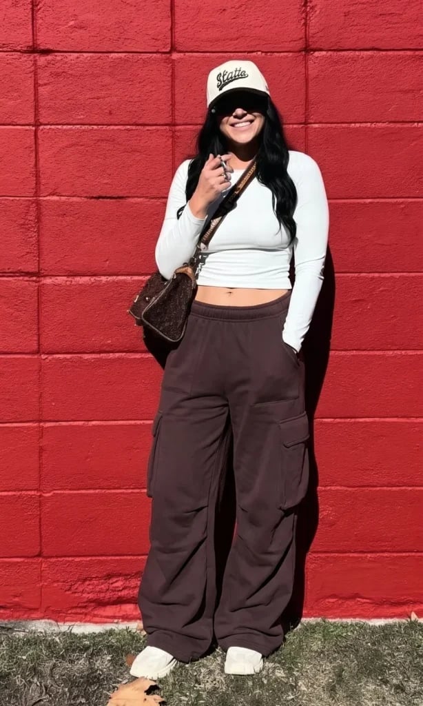 Crop Top with Oversized Cargo Pants and Sneakers Crop Top with Oversized Cargo Pants and Sneakers — Trendy Downtown Girl Outfits