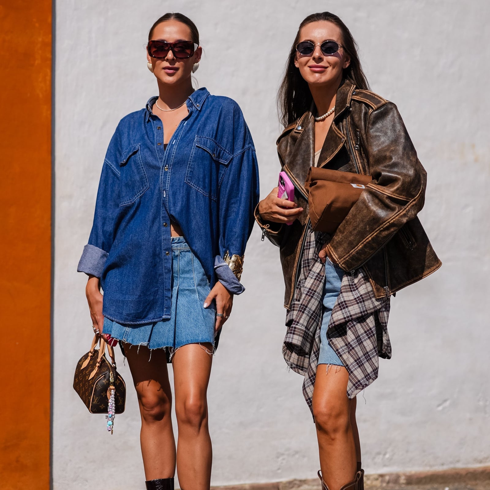 Denim Shirt and Mini Skirt with Black Boots Denim Shirt and Mini Skirt with Black Boots — Trendy Downtown Girl Outfits