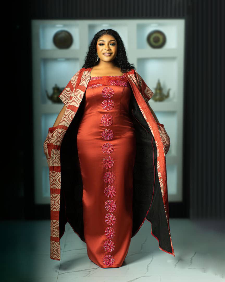 Burnt Orange Embellished Column Dress With Kimono Jacket Burnt Orange Embellished Column Dress With Kimono Jacket — Trendy Dress As Your Type