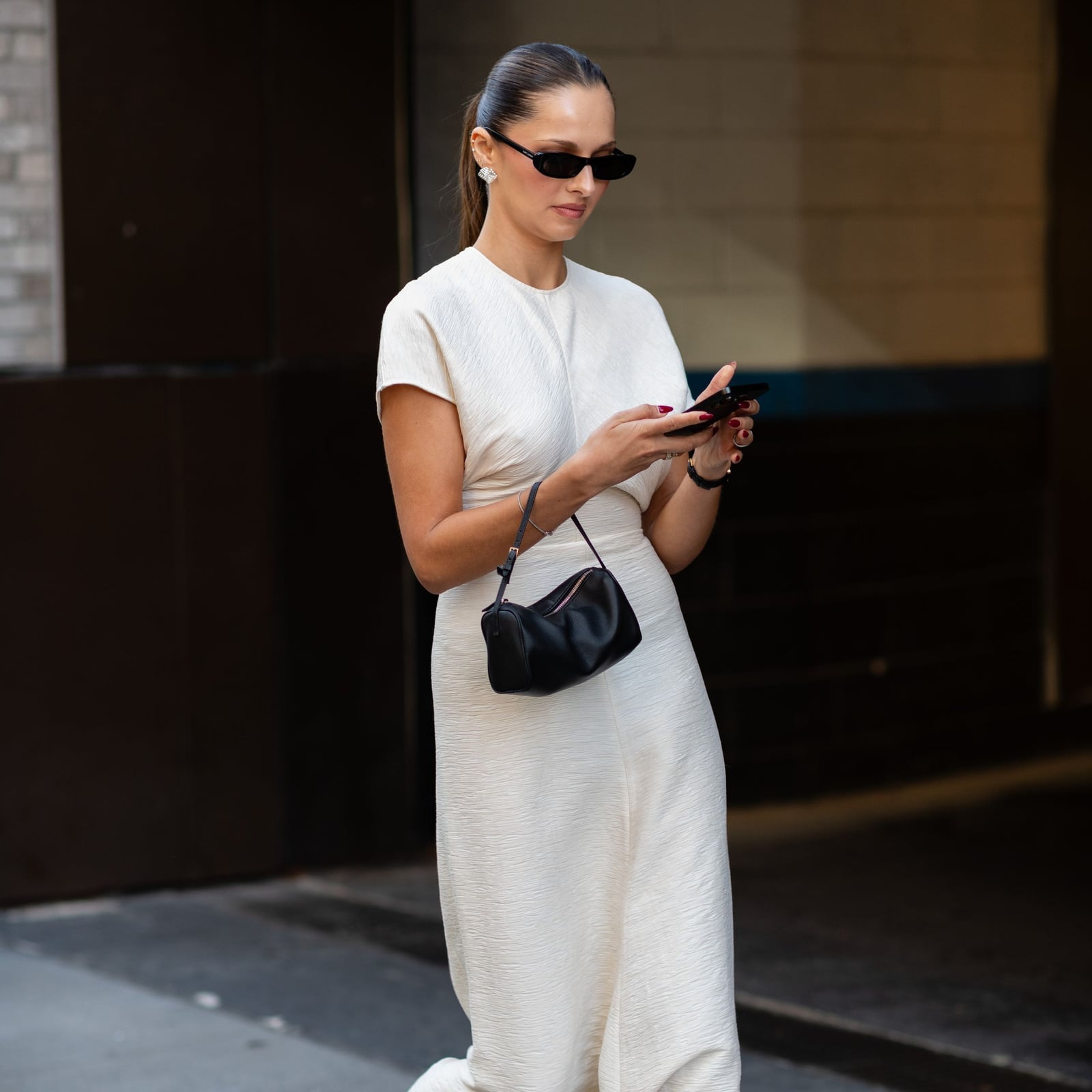 White Textured Column Midi Dress White Textured Column Midi Dress — Trendy Dress As Your Type
