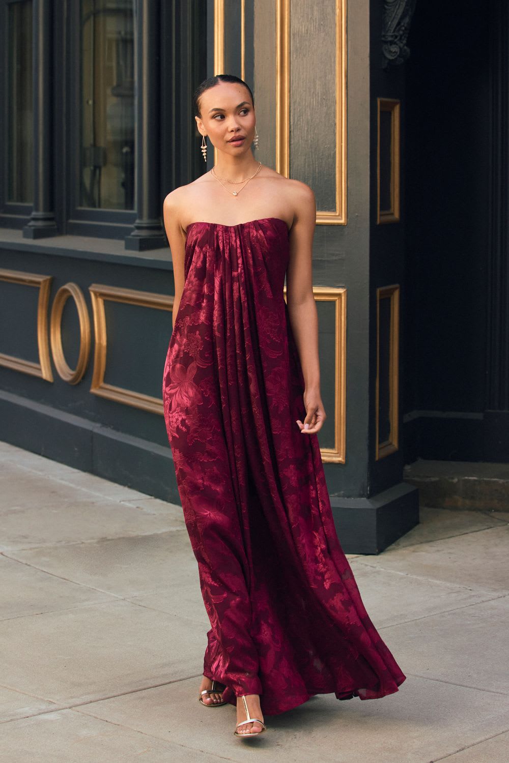 Pink Floral Print Midi Dress with Bow Belt Pink Floral Print Midi Dress with Bow Belt — Trendy Dress for Wedding Guest