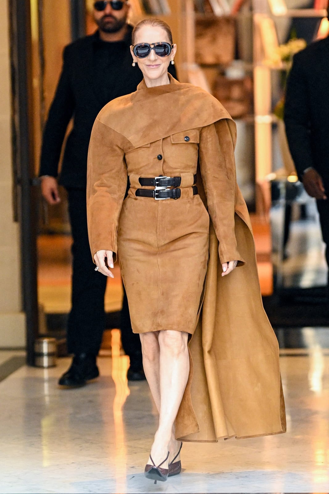 Camel Brown Suede Dress with Cape Detail Camel Brown Suede Dress with Cape Detail — Trendy Dress Like a Celebrity