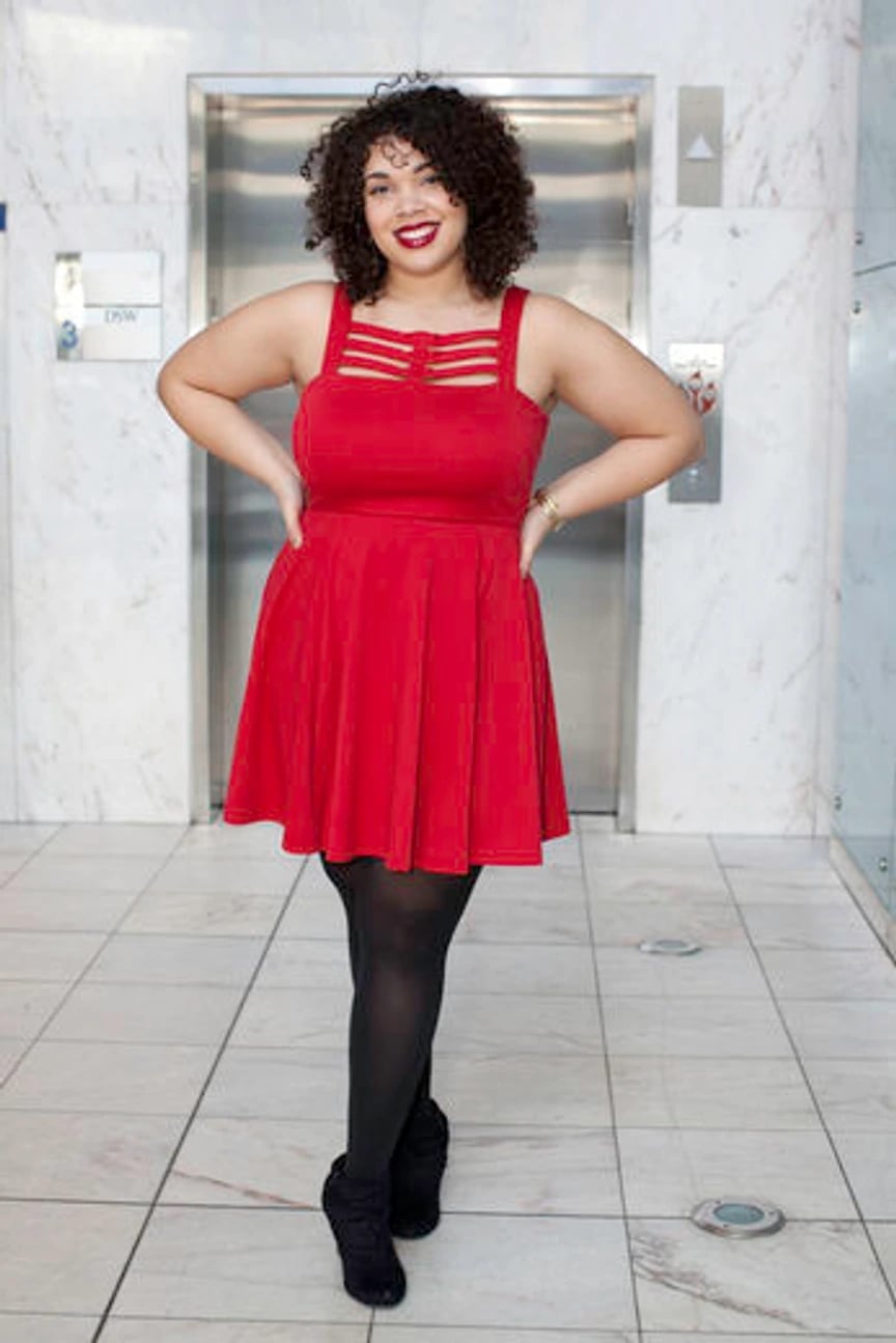 Vibrant Red Skater Dress for Parties With Black Ankle Boots Vibrant Red Skater Dress for Parties With Black Ankle Boots — Trendy Dresses for Teens