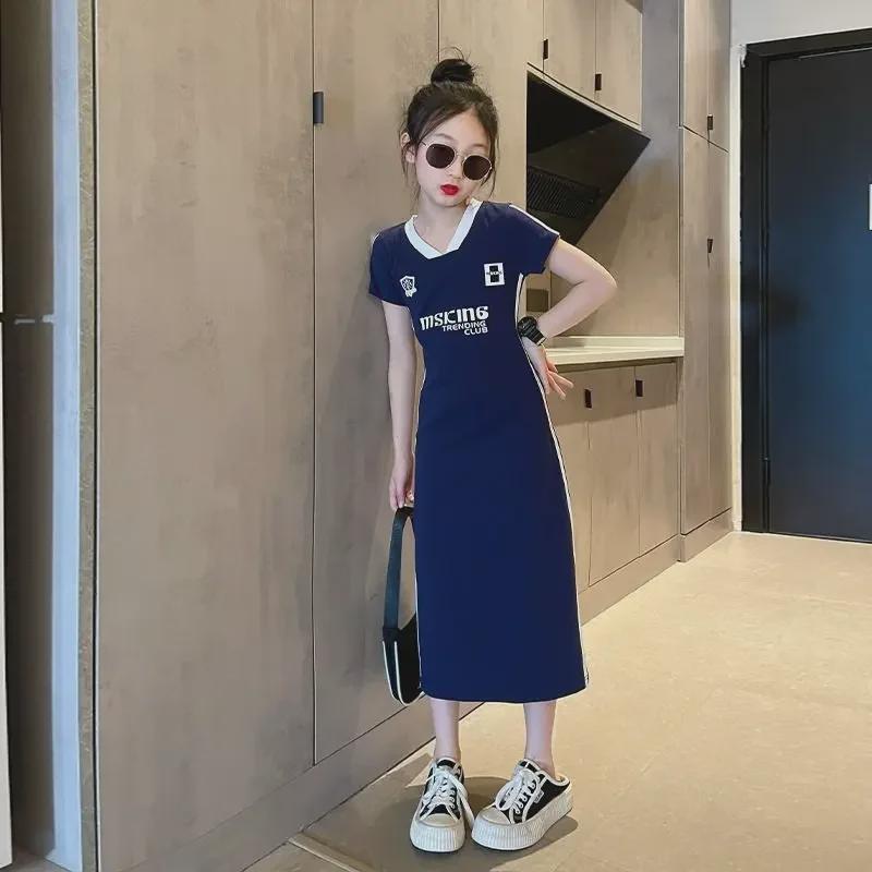 Navy Blue Graphic Print Midi Dress Navy Blue Graphic Print Midi Dress — Trendy Dresses for Teens