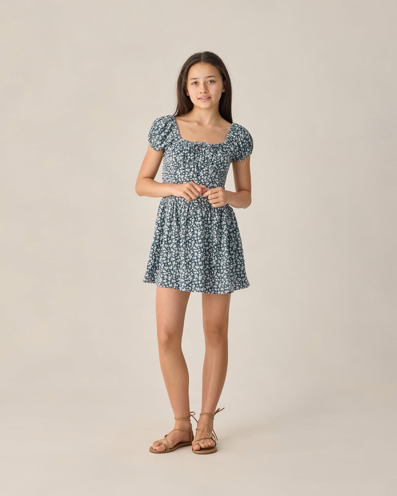 Blue and White Puff Sleeve Floral Mini Dress Blue and White Puff Sleeve Floral Mini Dress — Trendy Dresses for Teens