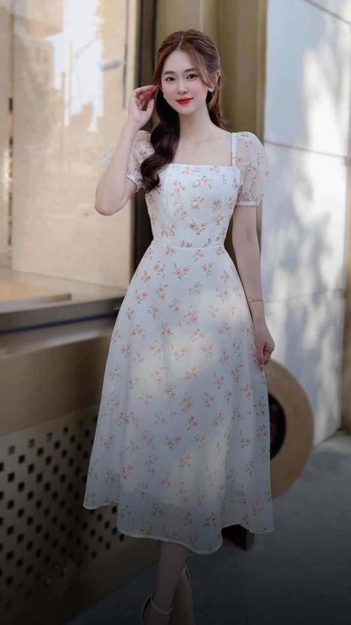 Floral Print Puff Sleeve Midi Dress Floral Print Puff Sleeve Midi Dress — Trendy Dresses for Teens