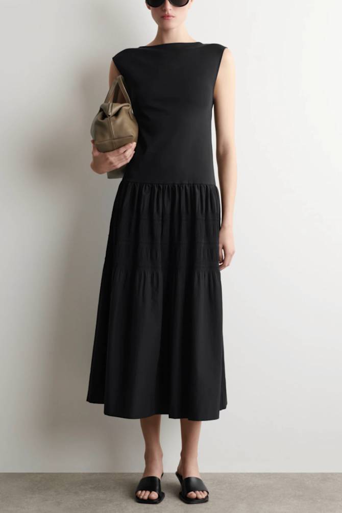Black Drop Waist Dress Tiered Textured Skirt Black Drop Waist Dress Tiered Textured Skirt — Trendy Drop Waist Dresses