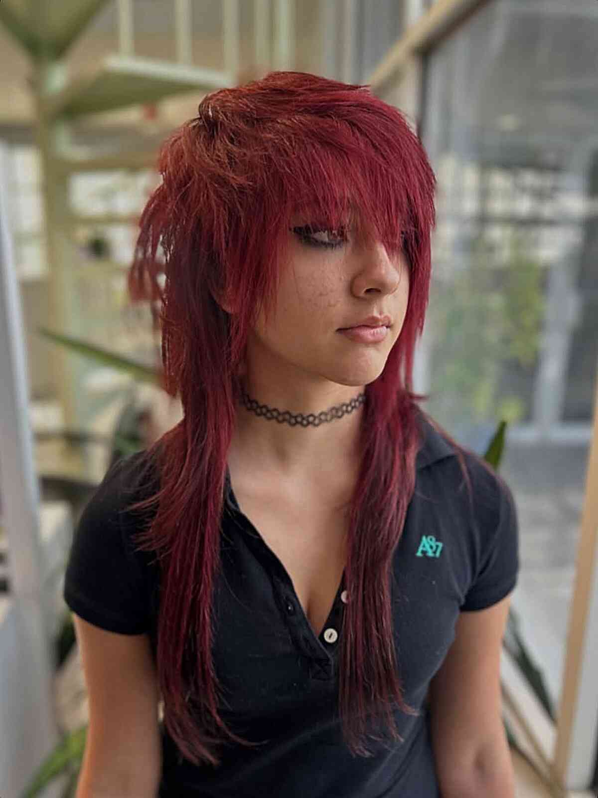 Collared Polo Shirt With Choker — Trendy Emo Style