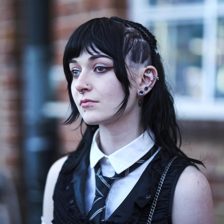 Vest Over Collared Shirt With Tie — Trendy Emo Style