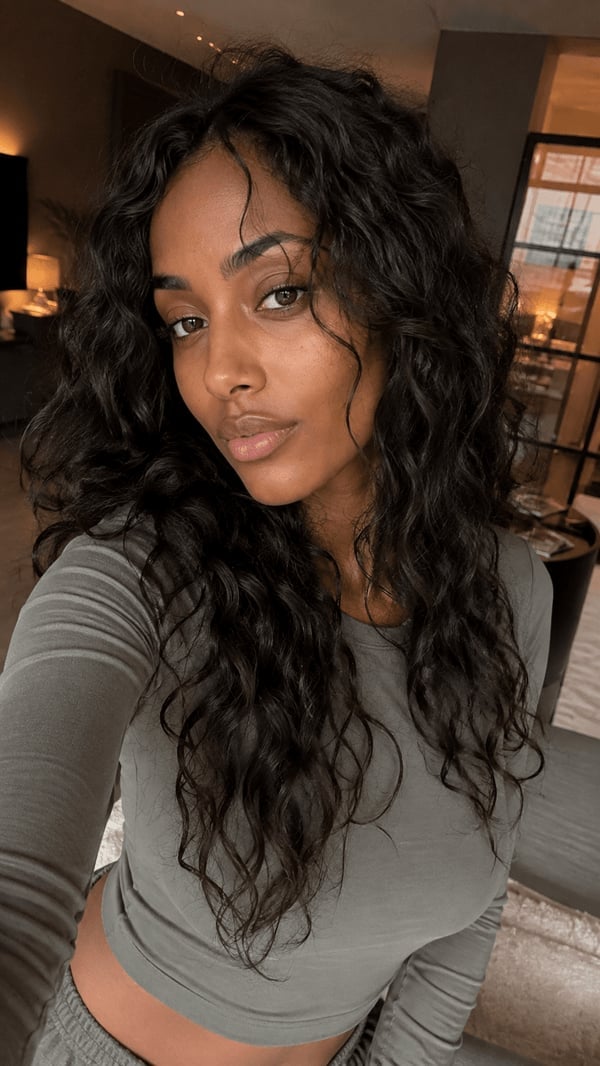 Defined Curly Dark Brown Mid-Back — Trendy Extensions Hair
