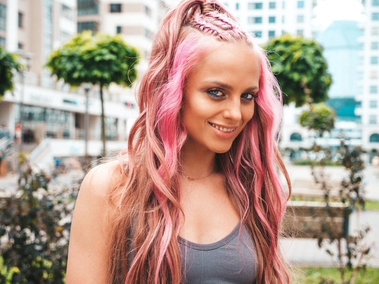 Mid-Back Vibrant Pink With Dark Roots — Trendy Extensions Hair