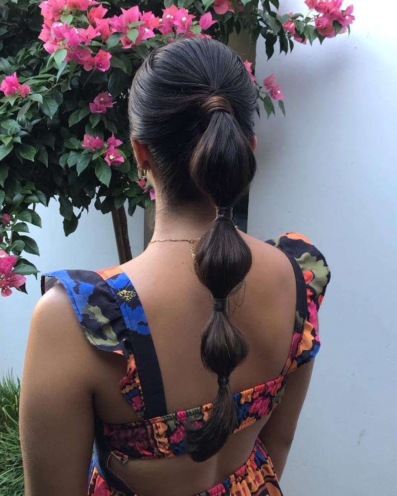 Mid-Back Dark Brown Bubble Ponytail — Trendy Extensions Hair