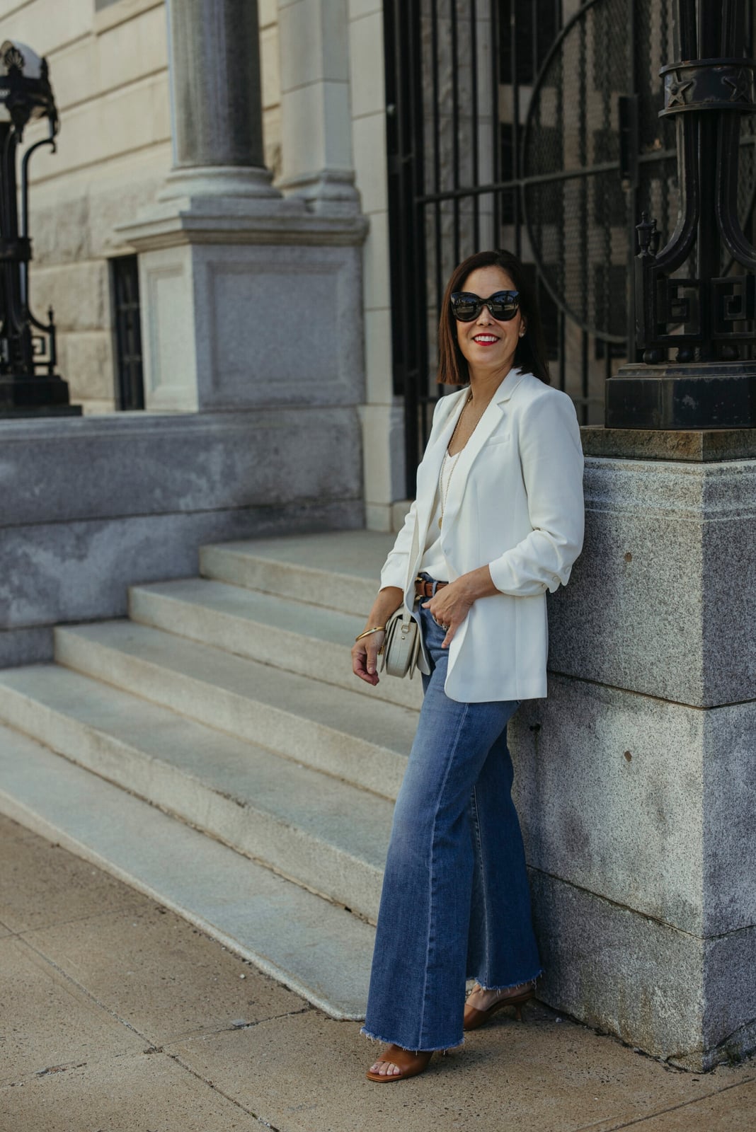 White Blazer with Wide-Leg Jeans White Blazer with Wide-Leg Jeans — Trendy French Style