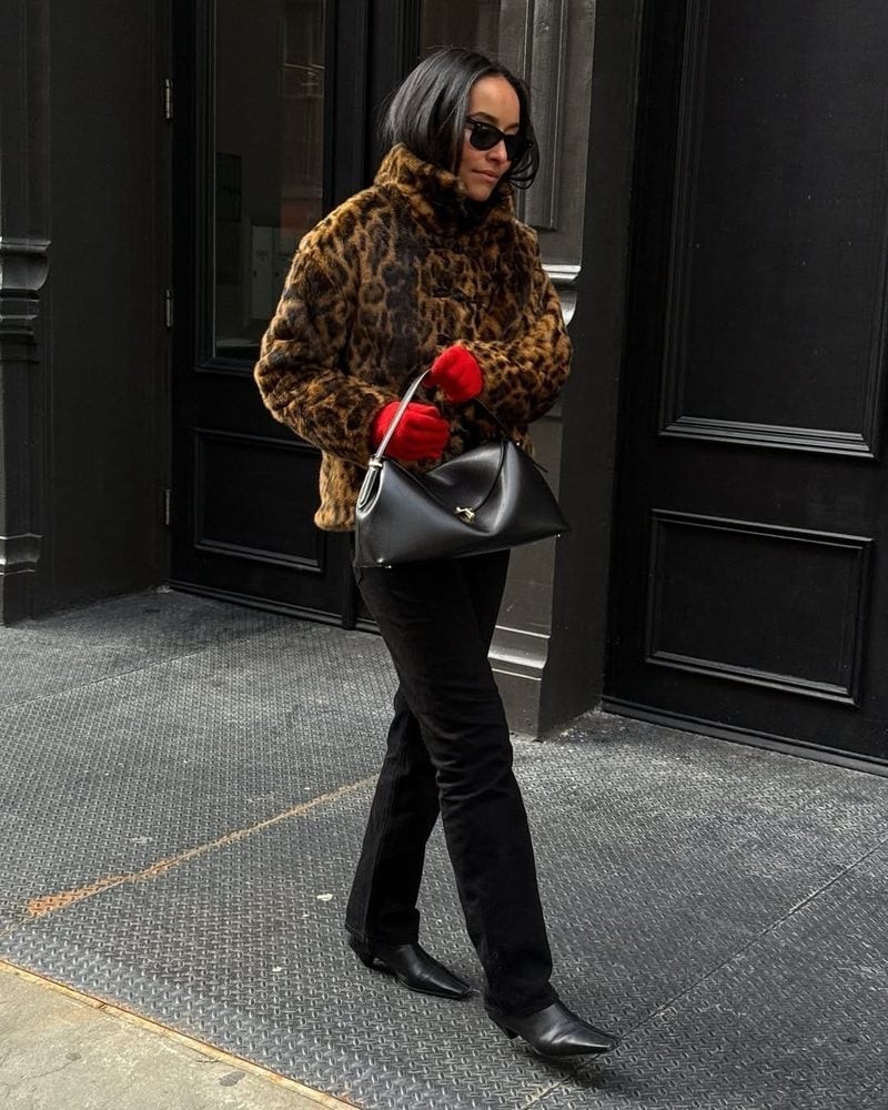Leopard Print Jacket With Black Pants Leopard Print Jacket With Black Pants — Trendy Fur Outfits
