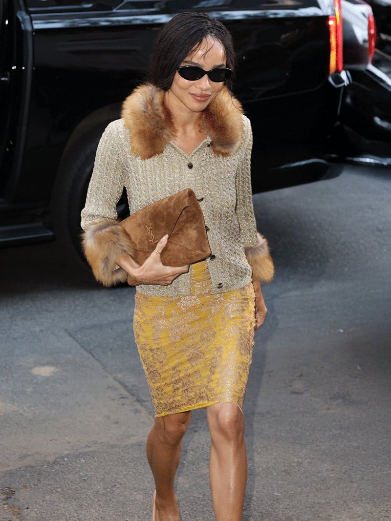 Gold Knit Cardigan With Faux Fur Trim Gold Knit Cardigan With Faux Fur Trim — Trendy Fur Outfits