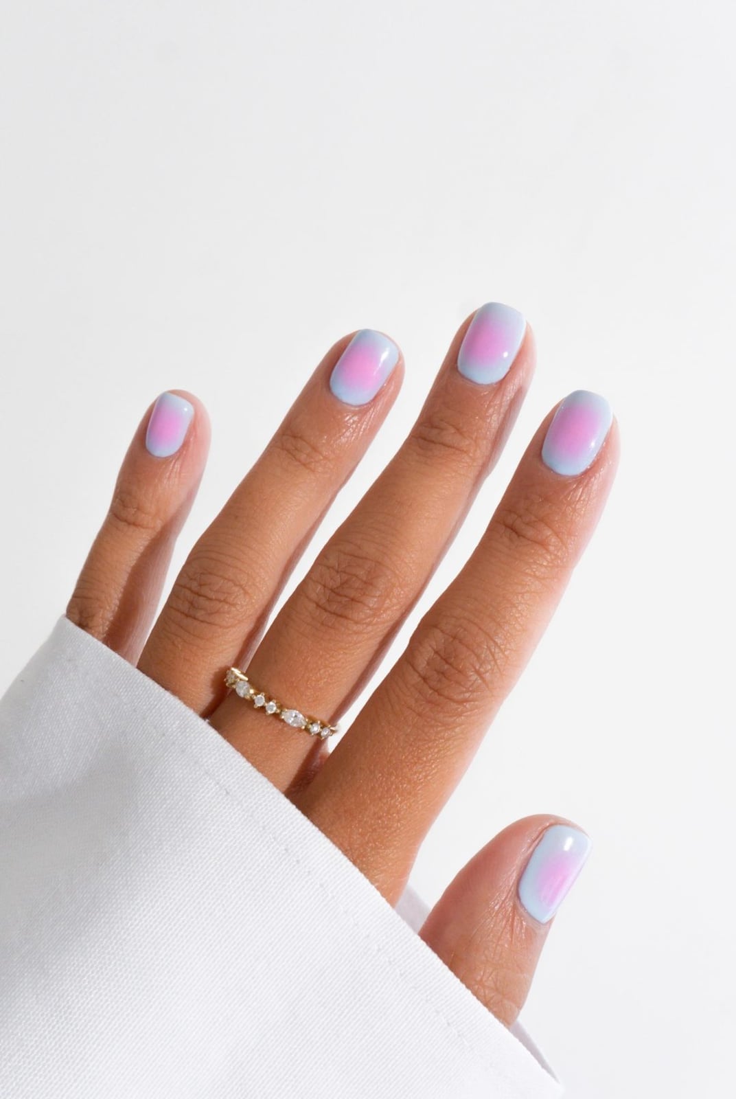 Pastel Horizontal Ombre Almond Nails Pastel Horizontal Ombre Almond Nails — Trendy Gender Reveal Nails