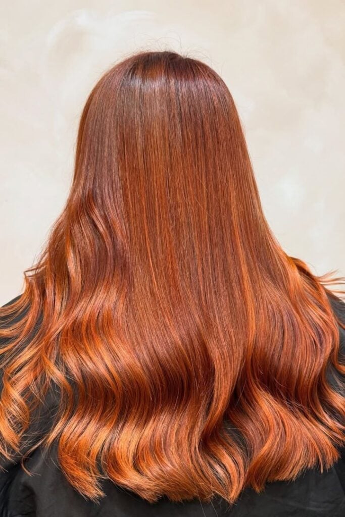 Mid-Back Deep Ginger With Lighter Highlights Mid-Back Deep Ginger With Lighter Highlights — Trendy Ginger Hair Color