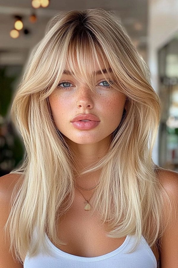 Collarbone Shag With Textured Golden Blonde Collarbone Shag With Textured Golden Blonde — Trendy Golden Blonde