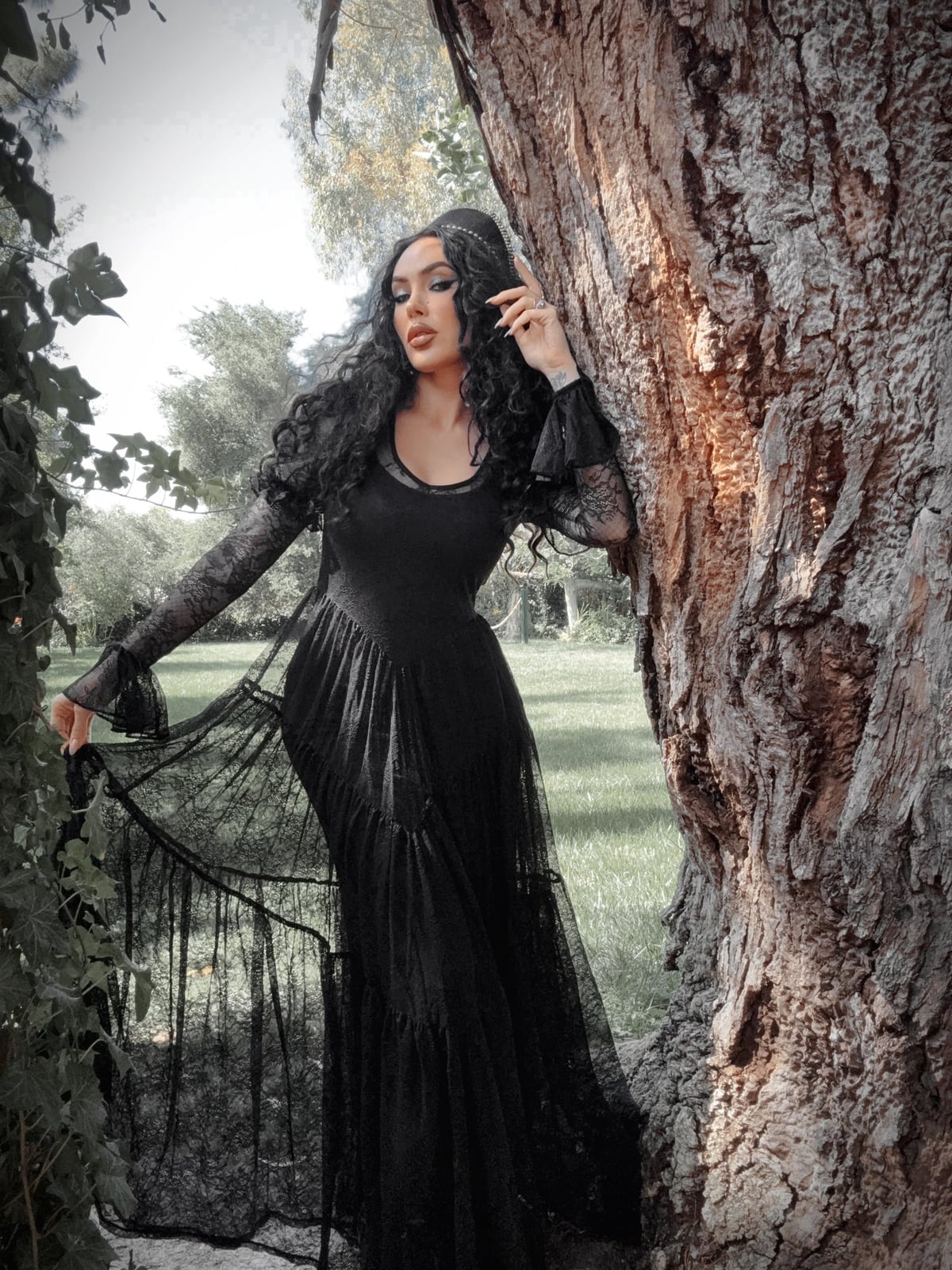Full Length Black Lace Dress Full Length Black Lace Dress — Trendy Goth Outfits