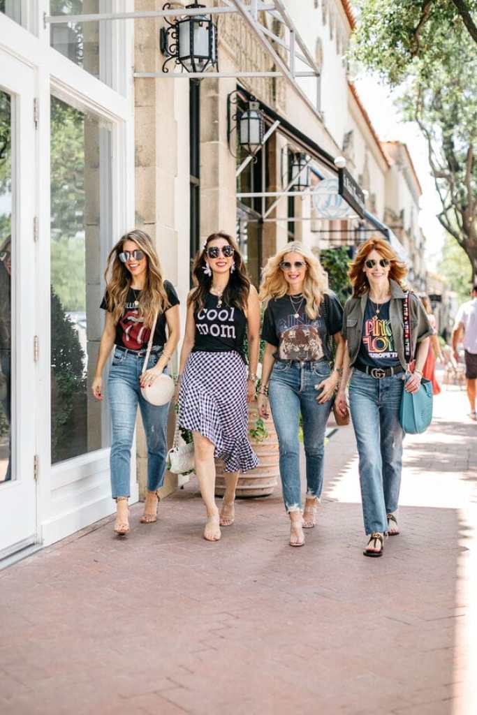 Group of Women in Various Graphic Tees With Cotton Jersey — Trendy Graphic Tee Outfits