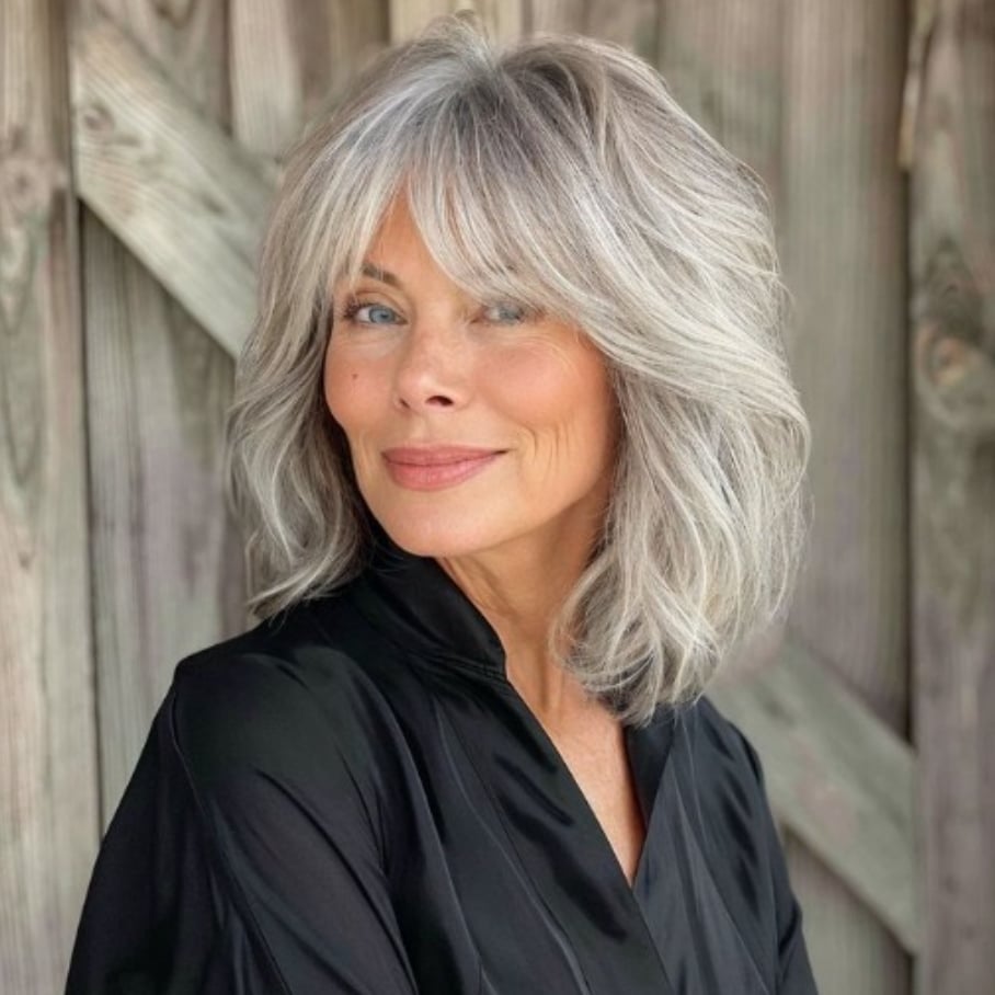 Mid-Back Air Dried Silver Gray — Trendy Gray Hair Color