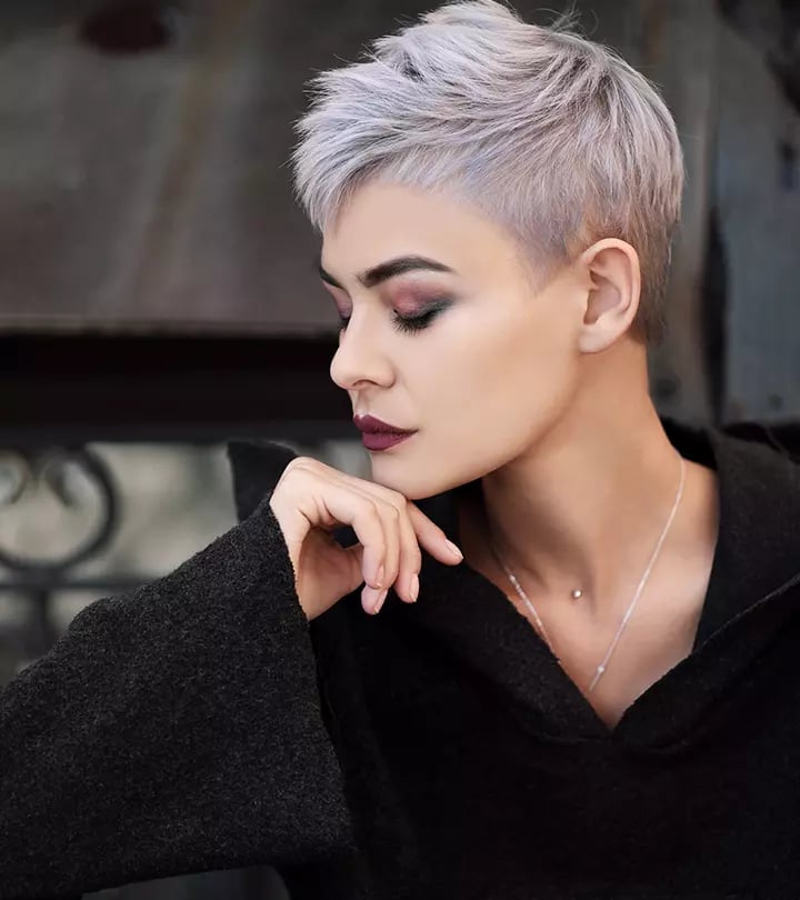 Short Pixie Cut Ash Grey — Trendy Gray Hair Color
