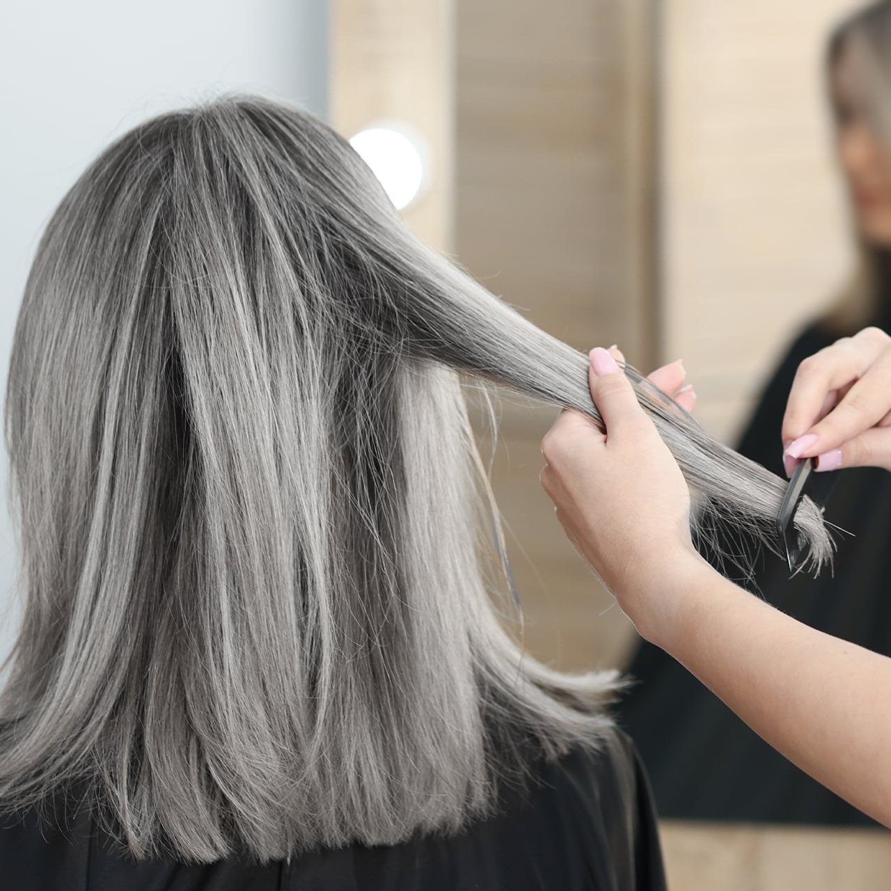 Collarbone Shag Salt and Pepper Grey — Trendy Gray Hair Color