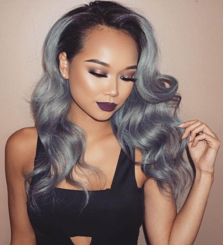 Collarbone Gray Base With Silver Highlights — Trendy Gray Hair Color
