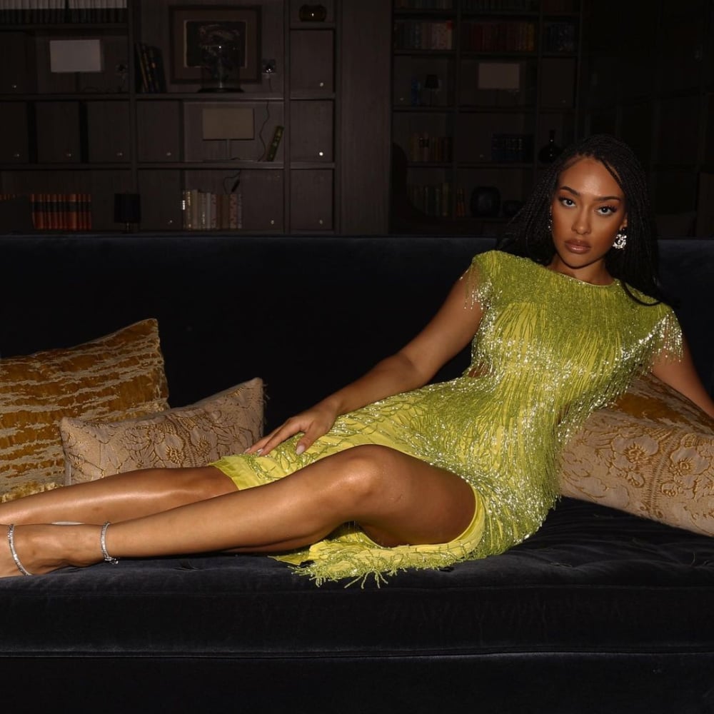 Glamorous Lime Green Sequined Mini Dress with Fringe — Trendy Green Outfits
