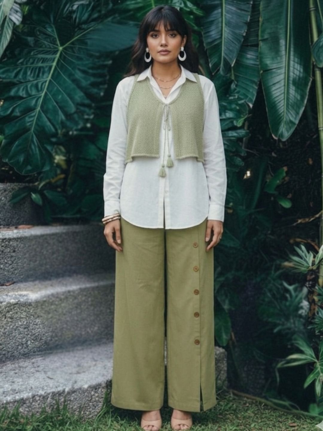 Olive Green Cargo Pants with Black Tank and Heels Olive Green Cargo Pants with Black Tank and Heels — Trendy Green Pants Outfits