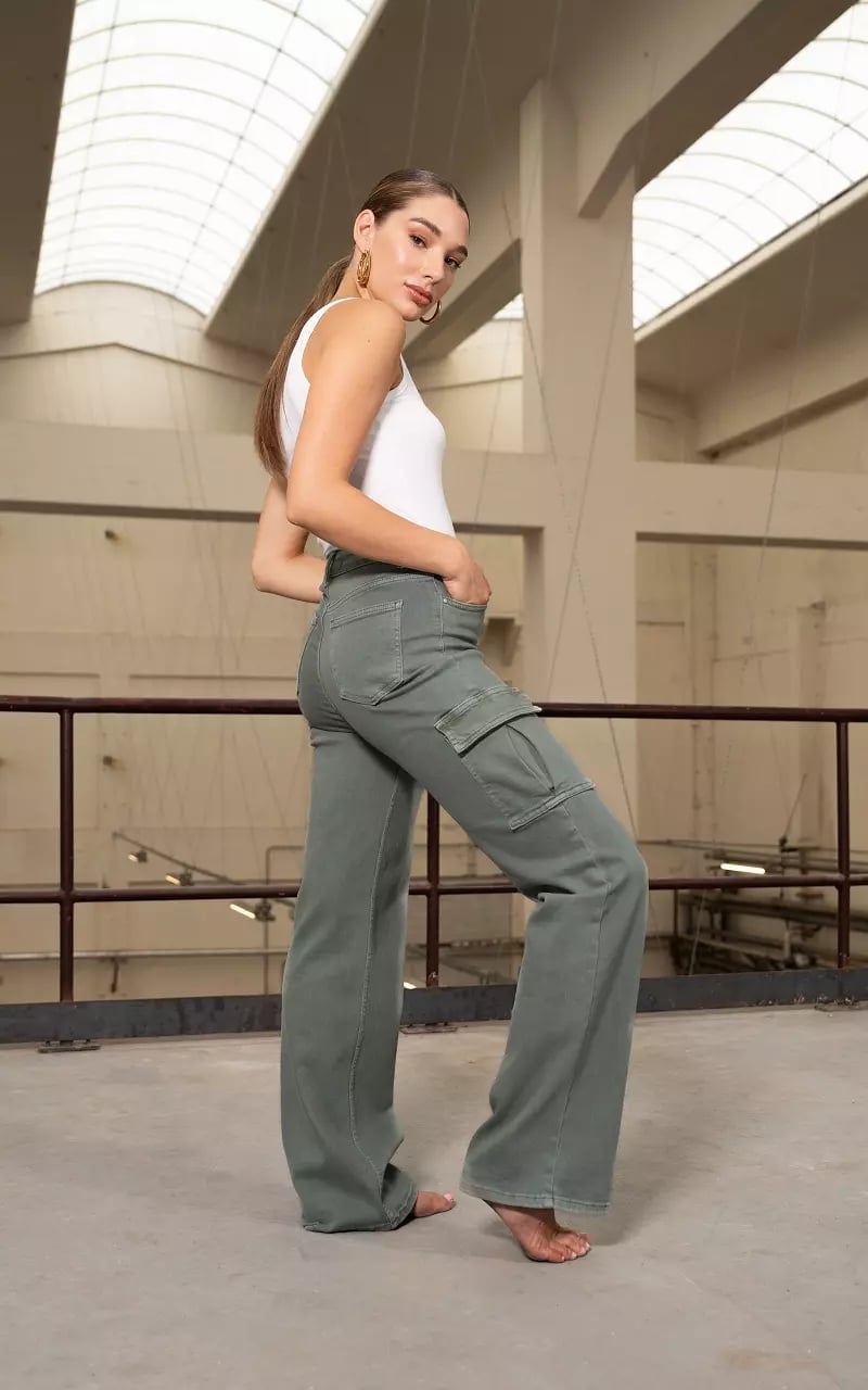 Sage Green Cargo Pants with White Tank Top Sage Green Cargo Pants with White Tank Top — Trendy Green Pants Outfits