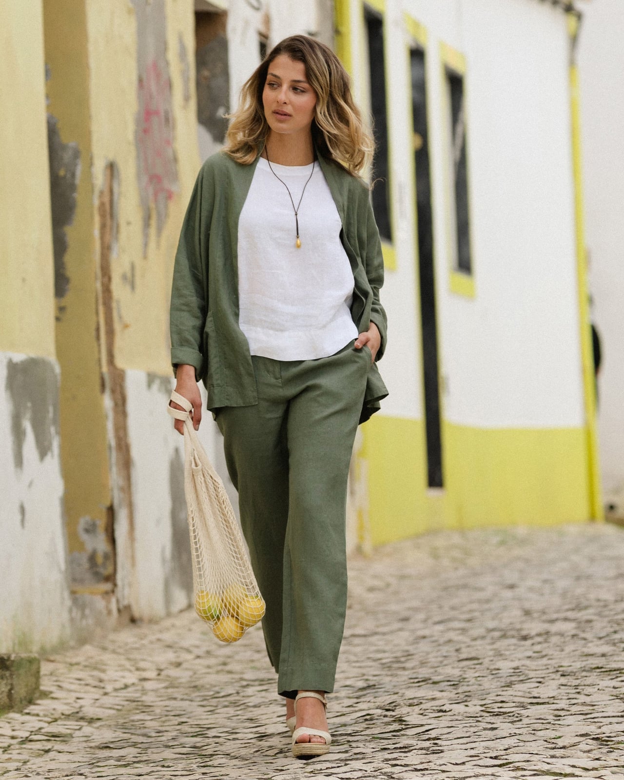 Green Linen Straight-Leg Trousers with White, Office-Safe Version Green Linen Straight-Leg Trousers with White, Office-Safe Version — Trendy Green Pants Outfits