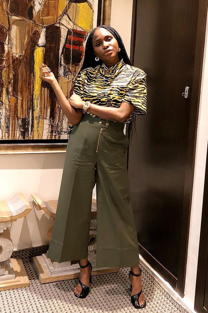 Olive Green Culottes with Tiger Print Blouse Olive Green Culottes with Tiger Print Blouse — Trendy Green Pants Outfits