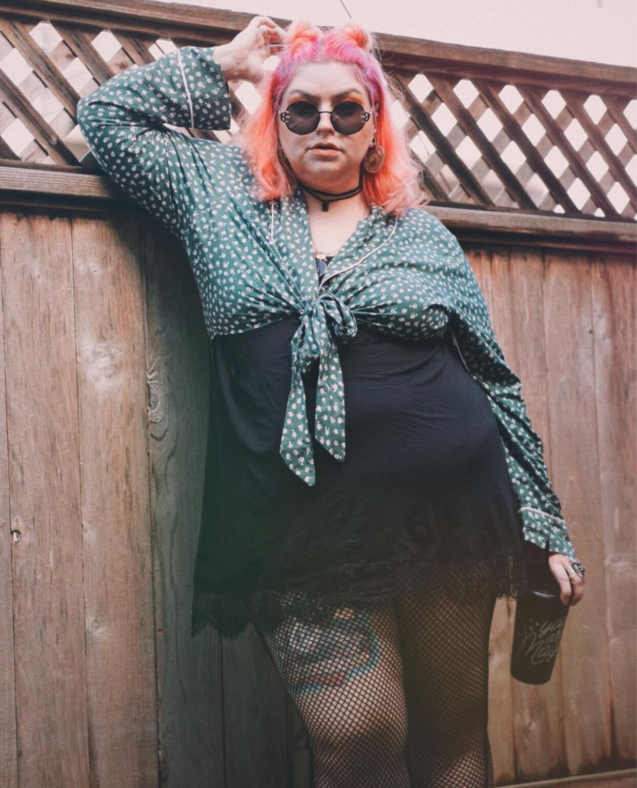 Floral Shirt Tied Over Slip Dress — Trendy Grunge Outfits