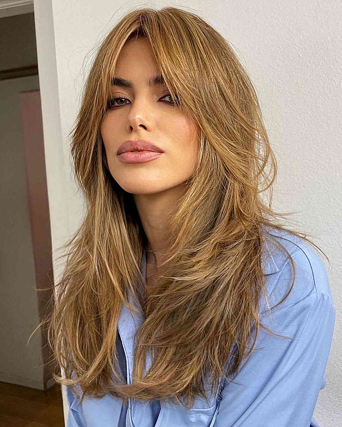 Mid-Back Honey Blonde With Face-Framing Layers — Trendy Hair Pictures