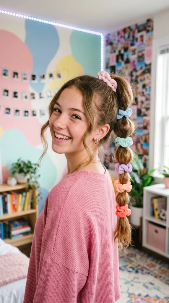 Mid-Back Ponytail With Scrunchies Mid-Back Ponytail With Scrunchies — Trendy Hairstyles for Teens