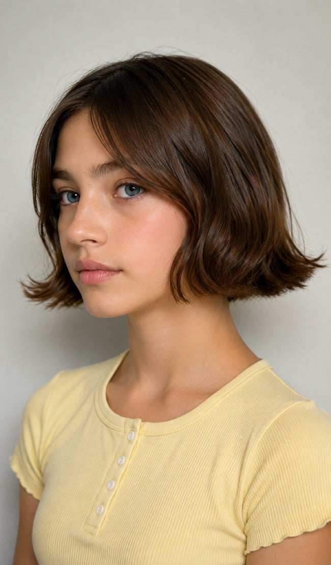 Chin Length Textured Bob With Curtain Bangs Chin Length Textured Bob With Curtain Bangs — Trendy Hairstyles for Teens