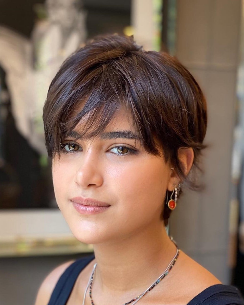 Dark Brown Pixie Cut With Textured Layers — Trendy Hairstyles for Thick Hair