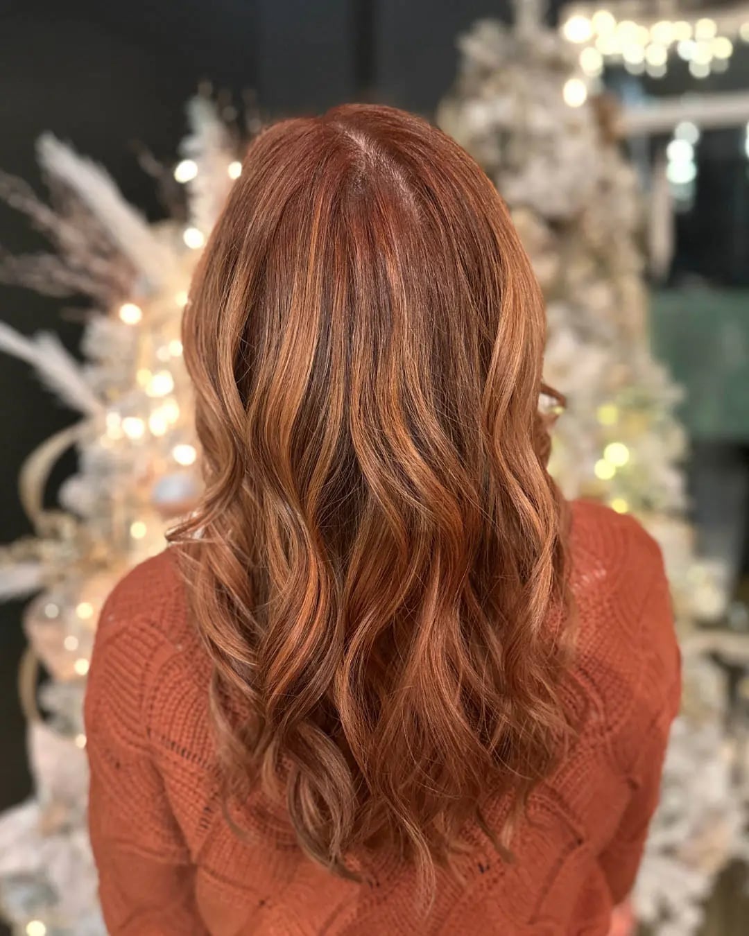 Shoulder Length Auburn With Copper Highlights — Trendy Highlights Hair