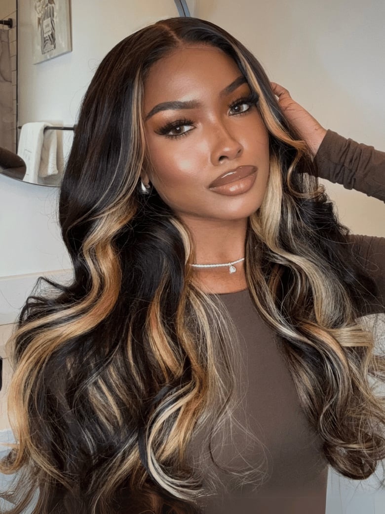 UNice Bye-Bye Knots Wig 7x5 Lace Loose Wave Butterscotch Highlights Brown Wig