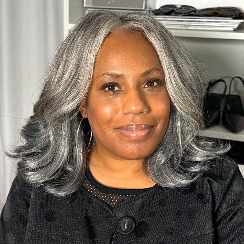 Shoulder Length Silver Grey With Subtle Highlights Shoulder Length Silver Grey With Subtle Highlights — Trendy Highlights Wig