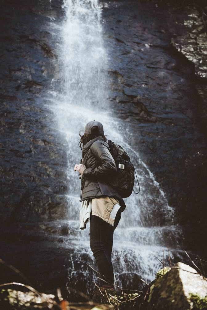 Puffer Jacket Over Long Sleeve Shirt Puffer Jacket Over Long Sleeve Shirt — Trendy Hiking Outfits